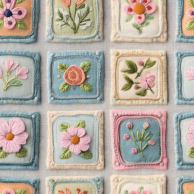 zestaw haftowanych próbek